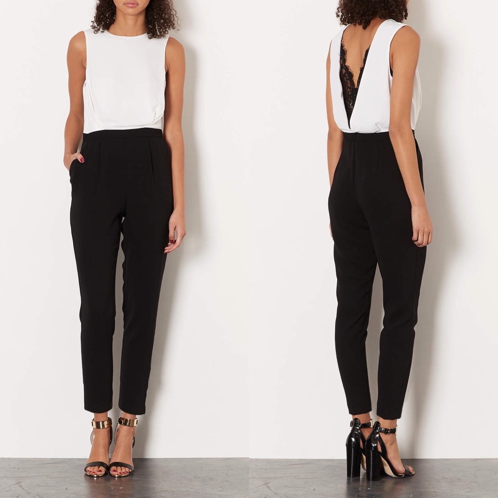 TOPSHOP petite lace back jumpsuit